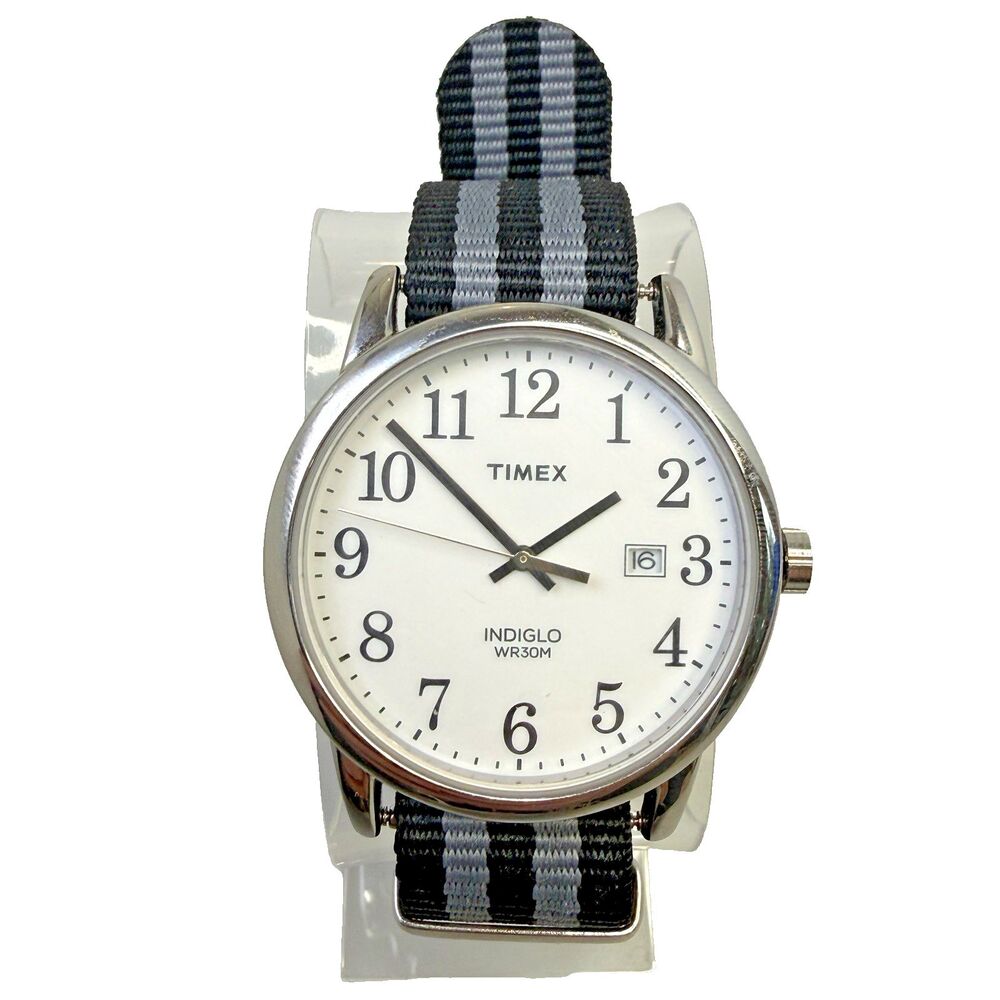 TIMEX Men's TW2P81300 Easy Reader Indiglo White Dial 38mm 2 Bands EUC